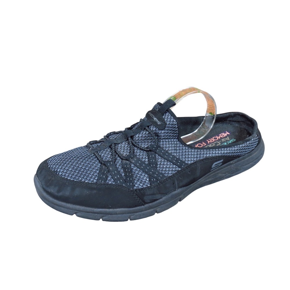 Skechers Gratis Cloud Womens Mule Sneaker 8.5 Walking Shoe Black Gray SN 23700